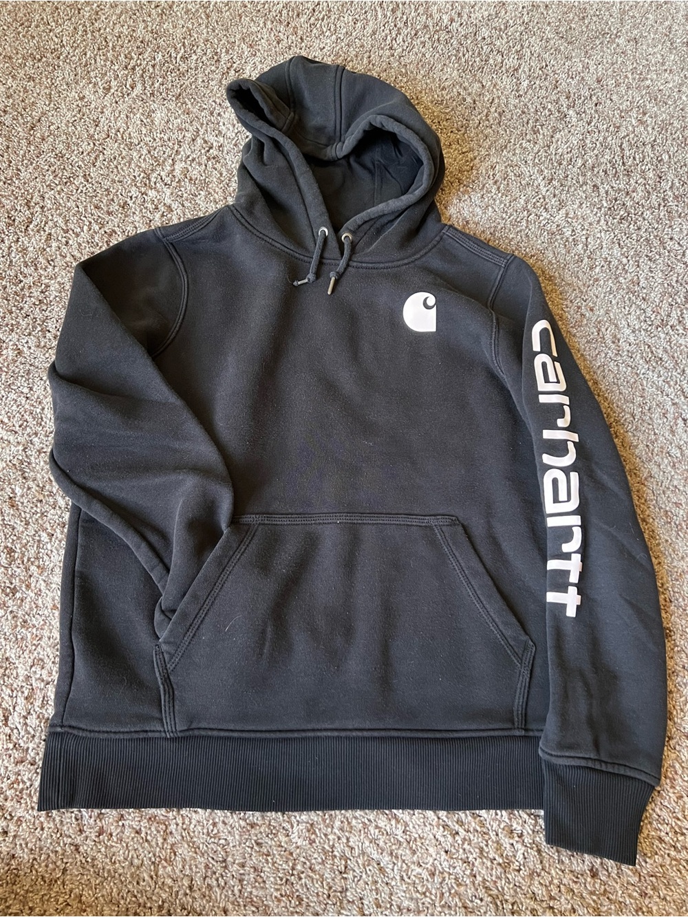 Carhartt Black Logo Pullover Hoodie with Sleeve Script